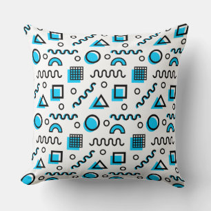 Memphis Style Geometric Pattern 110719 - Sky Blue Throw Pillow