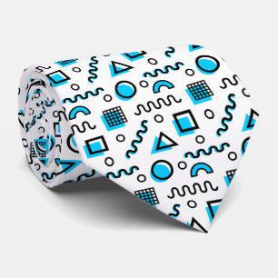 Memphis Style Geometric Pattern 110719 - Sky Blue Tie