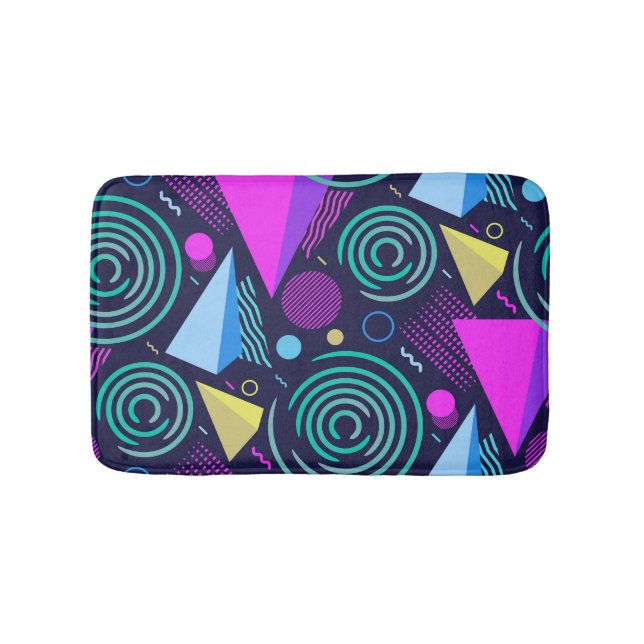 Memphis Style Geometric Shapes Bath Mat (Front)