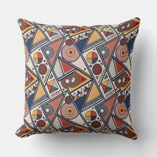 Memphis Style Geometric Shapes & Lines Pattern Art Throw Pillow