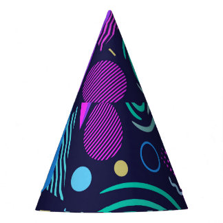 Memphis Style Geometric Shapes Party Hat