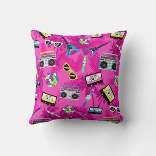 Memphis style Neo pink trendy 80s abstract Throw Pillow
