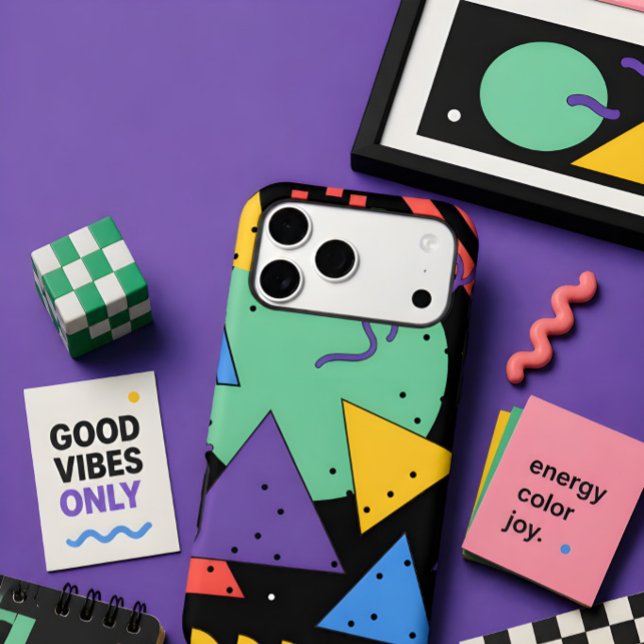 Memphis Style Phone Case Dopamine Decor Bold Geome (Creator Uploaded)