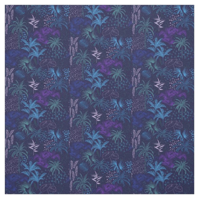 Memphis Style Tropical Ferns Palm Foliage Fabric (Swatch)