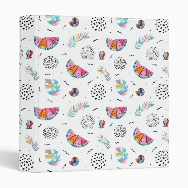 Memphis Style Tropical Summer Pattern Binder (Front/Spine)