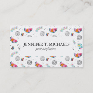 Memphis Style Tropical Summer Pattern Business Card