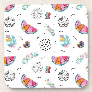 Memphis Style Tropical Summer Pattern Coaster