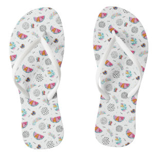 Memphis Style Tropical Summer Pattern Flip Flops
