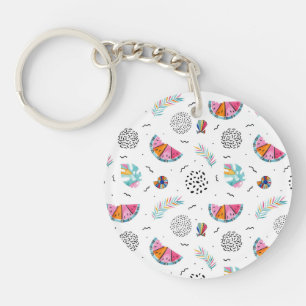 Memphis Style Tropical Summer Pattern Keychain