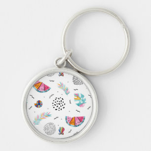 Memphis Style Tropical Summer Pattern Keychain