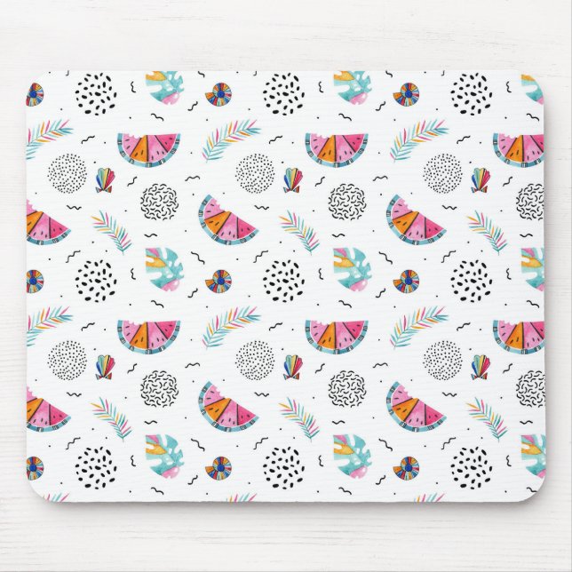 Memphis Style Tropical Summer Pattern Mouse Pad (Front)