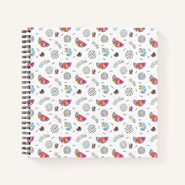 Memphis Style Tropical Summer Pattern Notebook (Front)