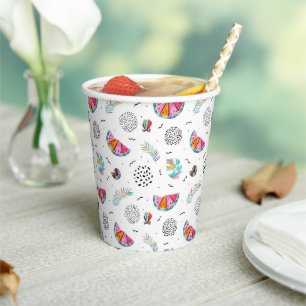 Memphis Style Tropical Summer Pattern Paper Cups
