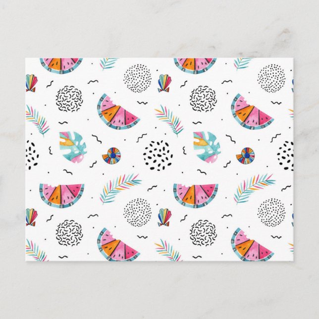 Memphis Style Tropical Summer Pattern Postcard (Front)