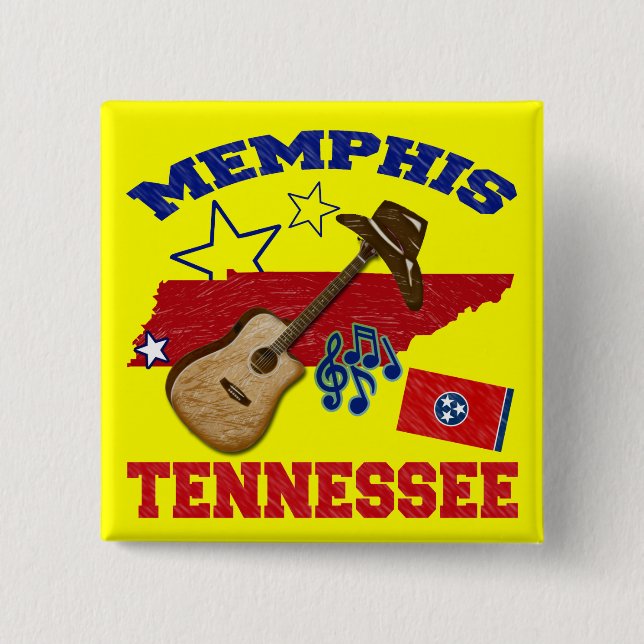 Memphis, Tennessee 2 Inch Square Button (Front)