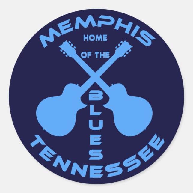 Memphis, Tennessee Home of the Blues Classic Round Sticker (Front)