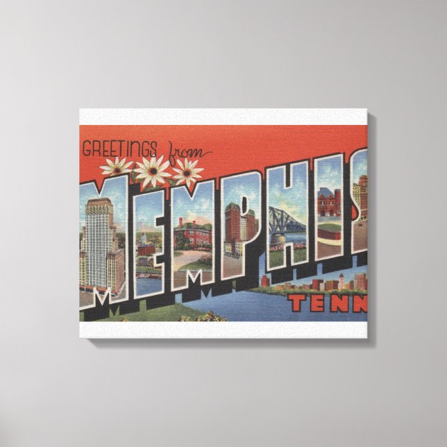 Memphis, Tennessee - Large Letter Scenes 2 Canvas Print (Front)