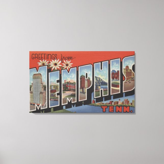 Memphis, Tennessee - Large Letter Scenes 2 Canvas Print (Front)