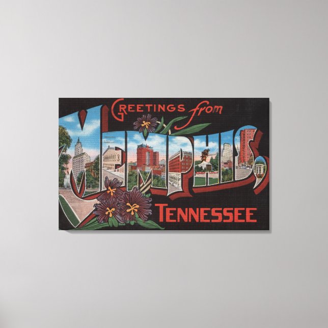 Memphis, Tennessee - Large Letter Scenes 3 Canvas Print (Front)