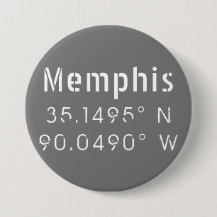 Memphis Tennessee Longitude Latitude 3 Inch Round Button