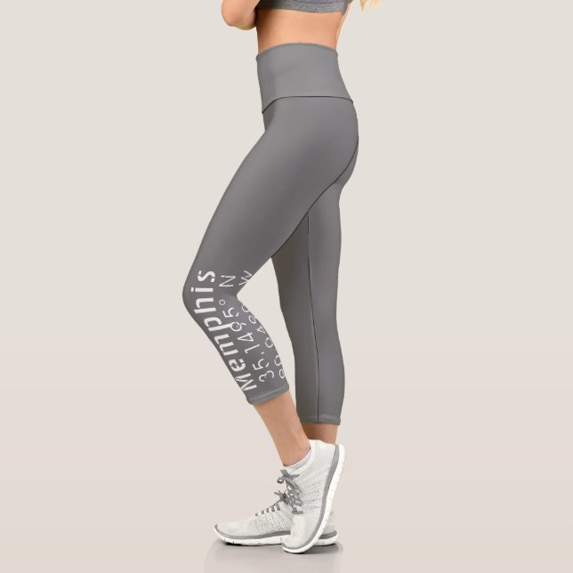 Memphis Tennessee Longitude Latitude   Capri Leggings (Left)