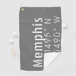 Memphis Tennessee Longitude Latitude Golf Towel