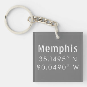 Memphis Tennessee Longitude Latitude   Keychain