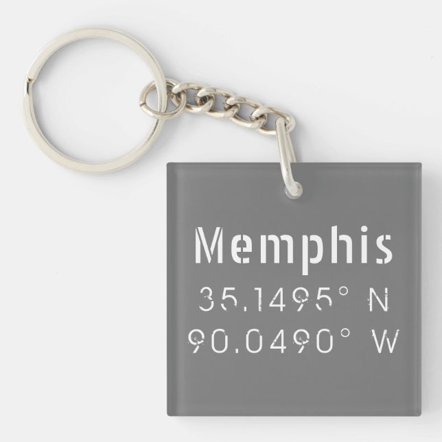 Memphis Tennessee Longitude Latitude   Keychain (Front)