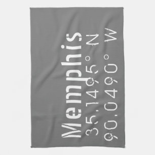Memphis Tennessee Longitude Latitude Kitchen Towel