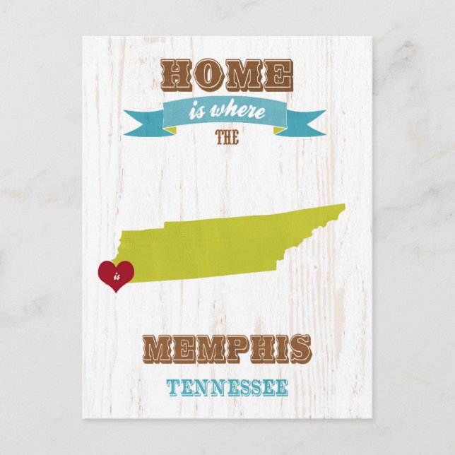 Memphis, Tennessee Map – Home Is Where The Heart I Postcard (Front)