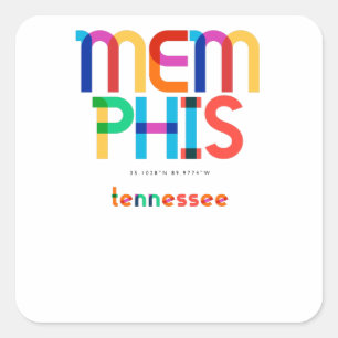 Memphis Tennessee Mid Century, Pop Art, Square Sticker