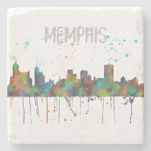 MEMPHIS, TENNESSEE SKYLINE - Stone Coaster (Front)