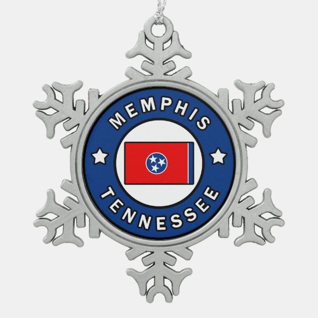 Memphis Tennessee Snowflake Pewter Christmas Ornament (Front)