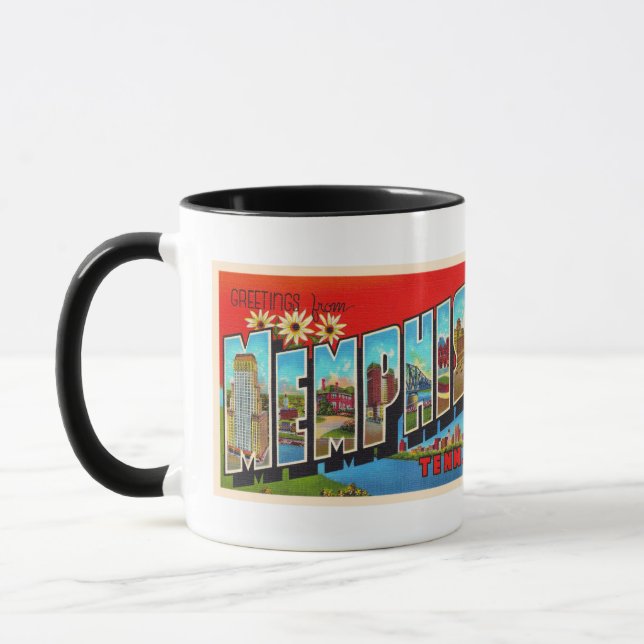 Memphis Tennessee TN Vintage Large Letter Postcard Mug (Left)