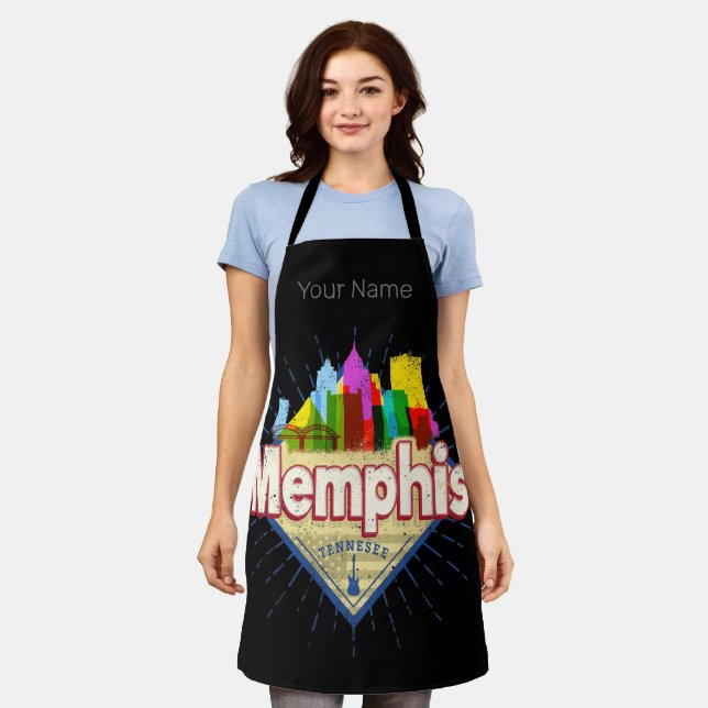 Memphis Tennessee United States Retro Skyline Apron (Worn)