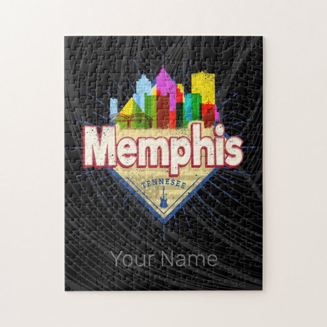 Memphis Tennessee United States Retro Skyline Jigsaw Puzzle (Vertical)