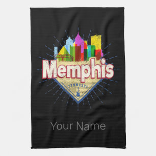 Memphis Tennessee United States Retro Skyline Kitchen Towel