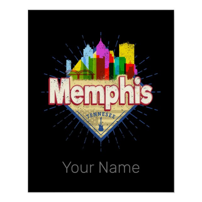 Memphis Tennessee United States Retro Skyline Poster (Front)