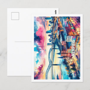 Memphis Tennessee USA Famous Place watercolor Postcard