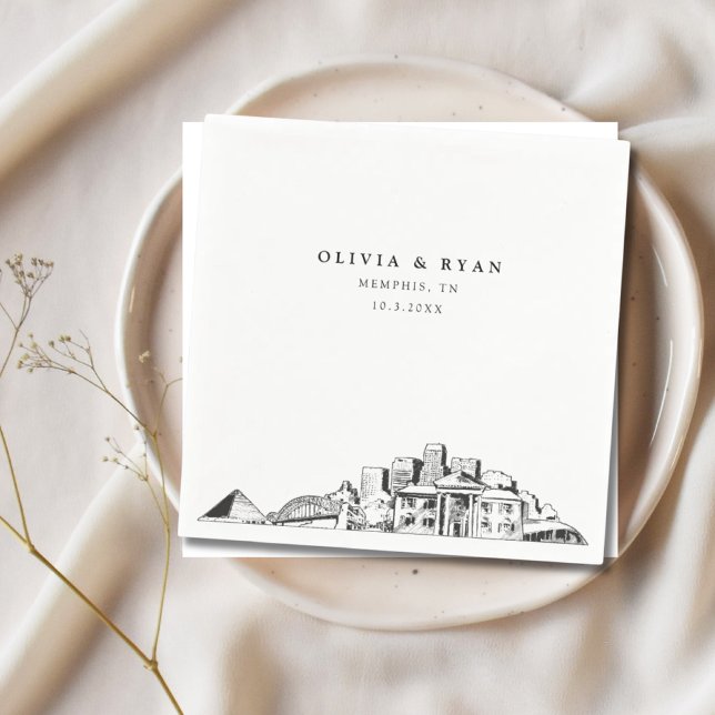 Memphis Tennessee Wedding Paper Cocktail Napkin (Memphis Wedding Napkins)