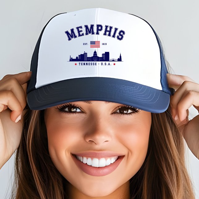 "Memphis TN Embroidered – Classic Skyline  Trucker Hat (Creator Uploaded)