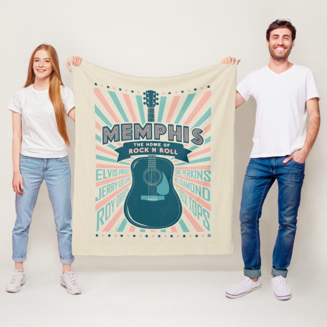 Memphis, TN: Guitar Series | Rock-N-Roll Fleece Blanket (In Situ)