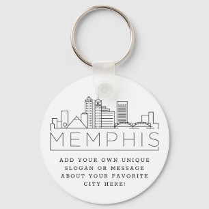 Memphis, TN Stylized Skyline   Custom Slogan Keychain