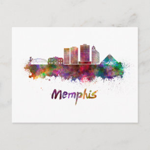 Memphis V2 skyline in watercolor Postcard