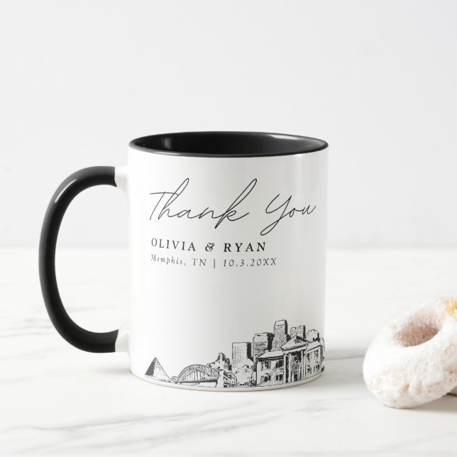 Memphis Wedding Custom Personalized Coffee Mug (With Donut)
