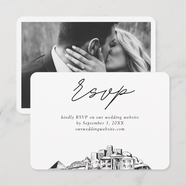 Memphis Wedding Minimalist Sketch RSVP Enclosure Card (Front/Back)