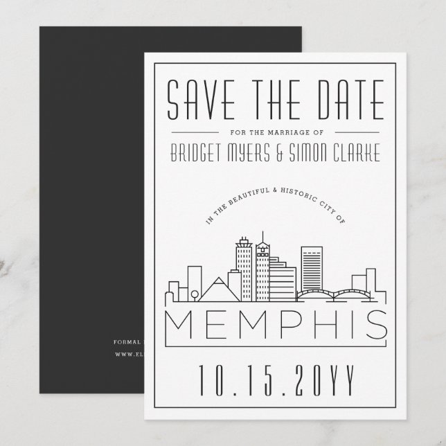 Memphis Wedding | Stylized Skyline Save the Date Invitation (Front/Back)