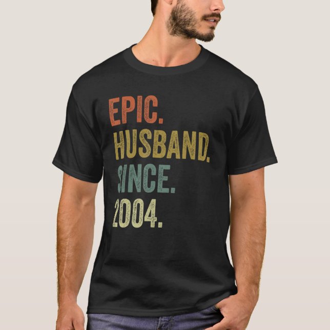 Men 18th Wedding Anniversary Shirts, Epic Husband  T-Shirt (Front)
