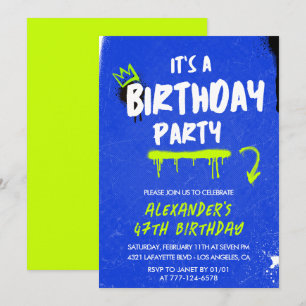 Men 47th birthday invitations Graffiti Spray paint