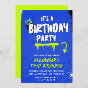 Men 57th birthday invitations Graffiti Spray paint